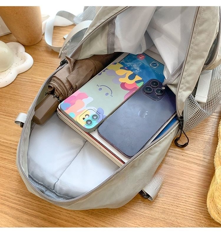 Print Backpack Star Panel Mesh Multi-Pocket
