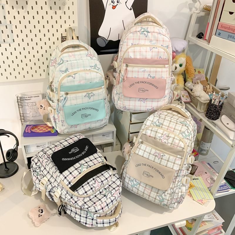 Bag Backpack Set / Cartoon Charm Multi-Pocket Print