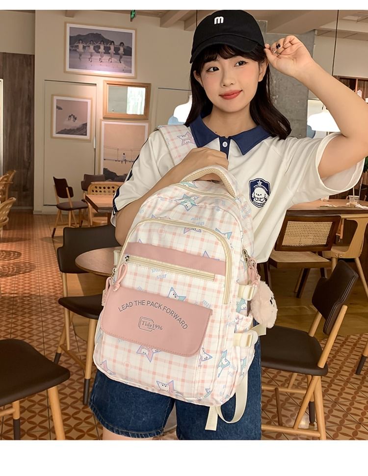 Bag Backpack Set / Cartoon Charm Multi-Pocket Print