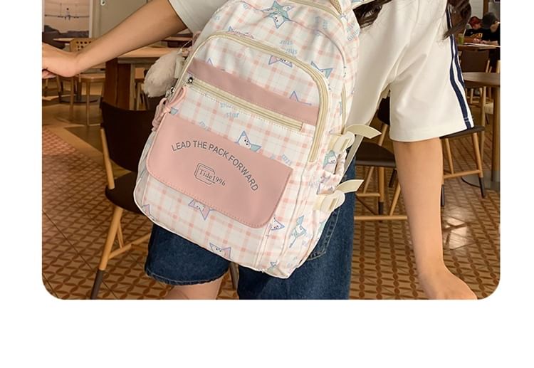 Bag Backpack Set / Cartoon Charm Multi-Pocket Print