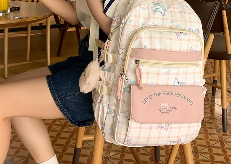 Bag Backpack Set / Cartoon Charm Multi-Pocket Print