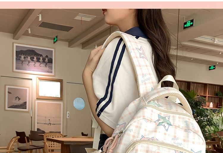 Bag Backpack Set / Cartoon Charm Multi-Pocket Print