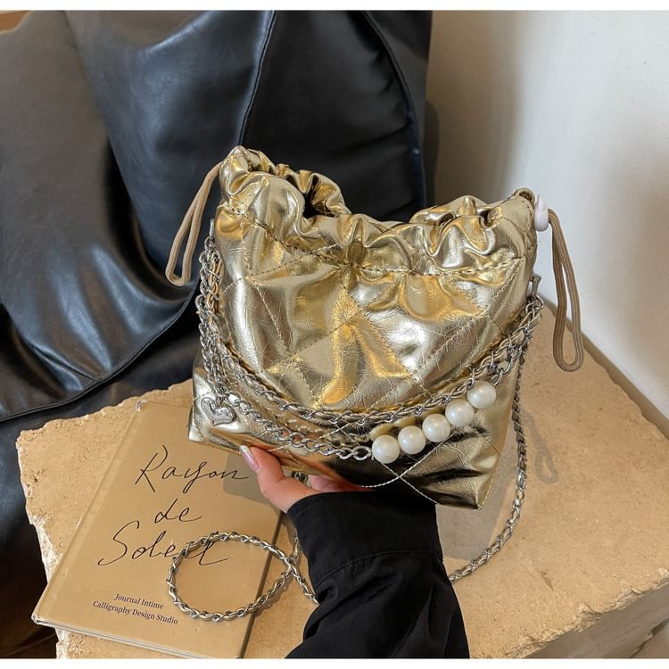 Strap Bag Bucket Chain Quilted