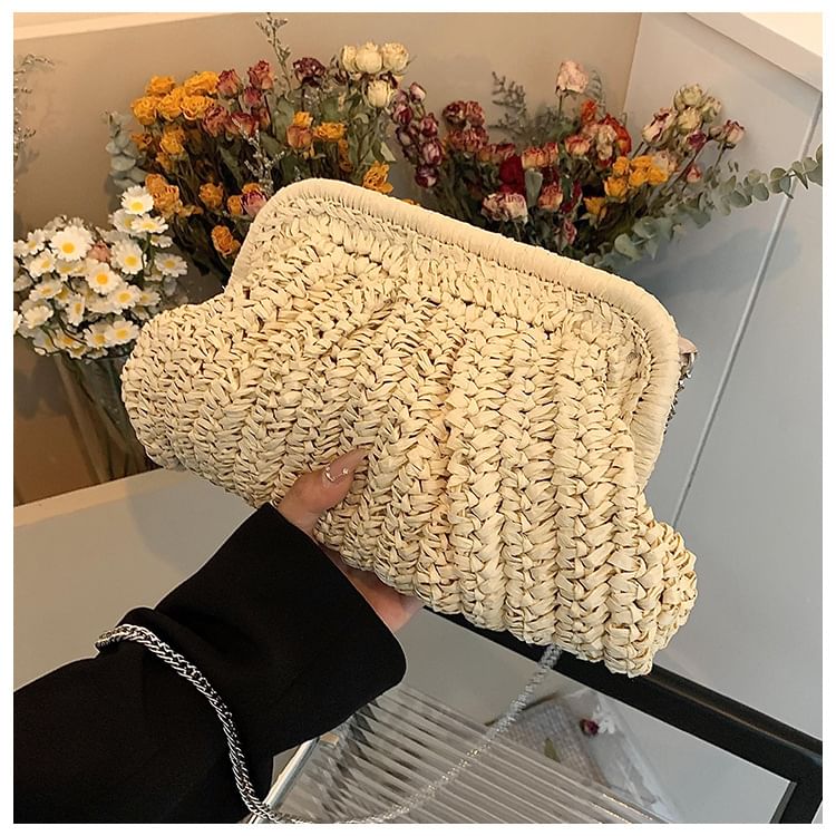 Crossbody Straw Bag Chain Strap