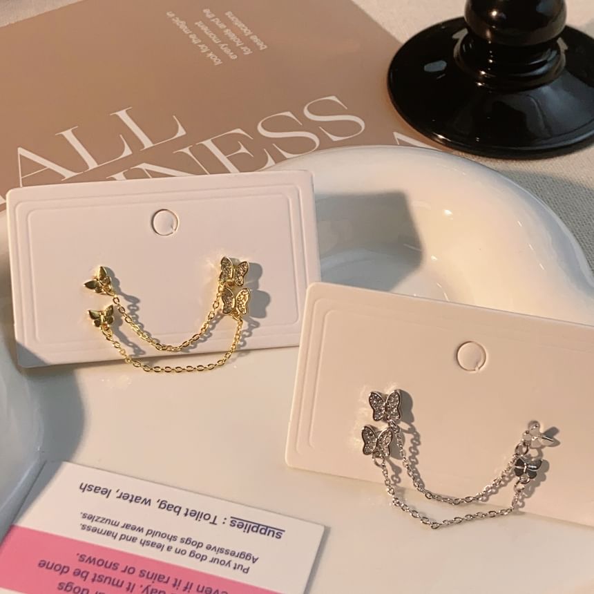 Chain Butterfly Earrings Gold