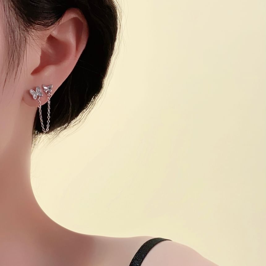 Chain Butterfly Earrings Gold