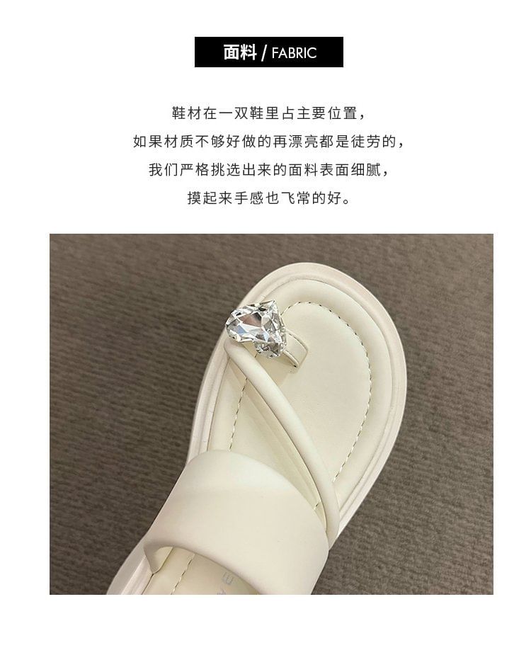 Platform Loop Rhinestone Heart Sandals Toe Slide