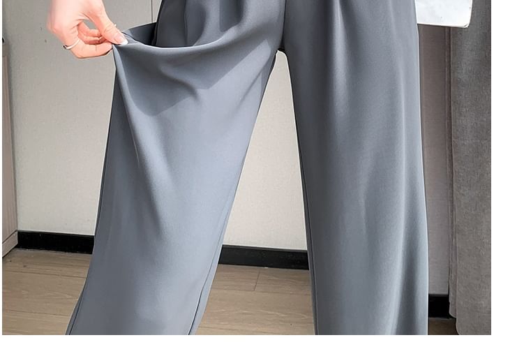 High Rise Plain Wide Leg Dress Pants