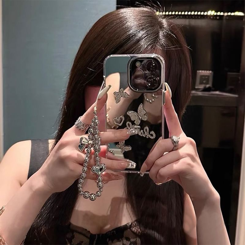 Butterfly Mirrored Strap Case Phone Set /