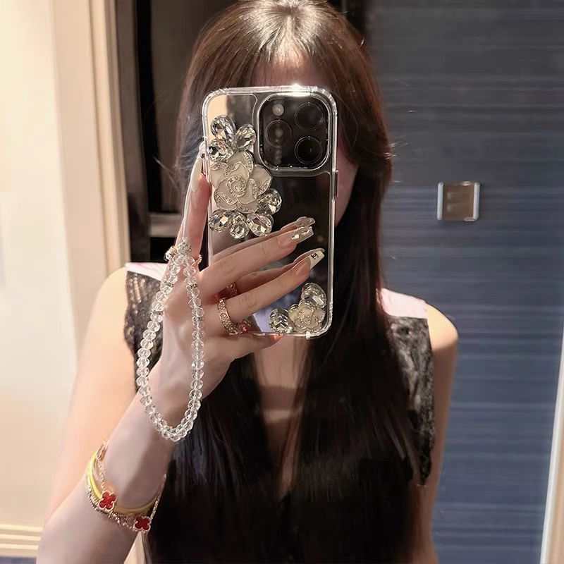 Phone Floral Mirrored Case Strap