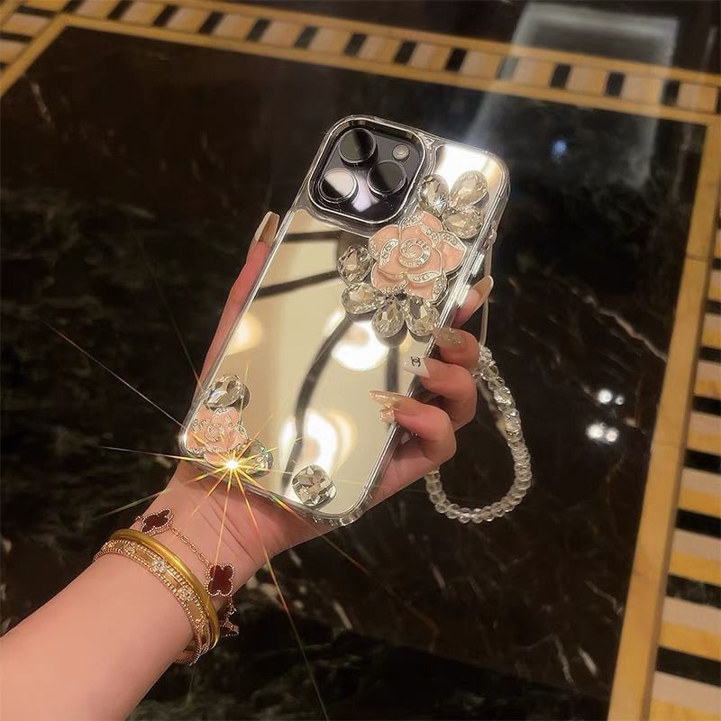 Phone Floral Mirrored Case Strap