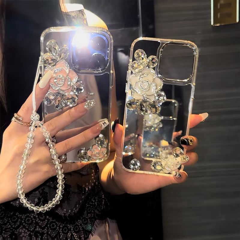 Phone Floral Mirrored Case Strap