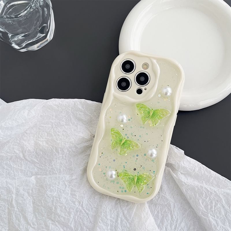 Phone Pearl Case Faux Butterfly