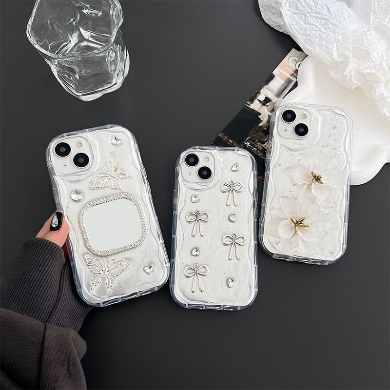 Mirrored Case / Floral Phone Bow