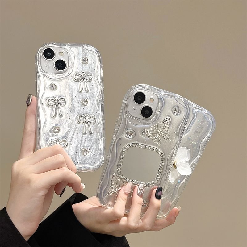 Mirrored Case / Floral Phone Bow
