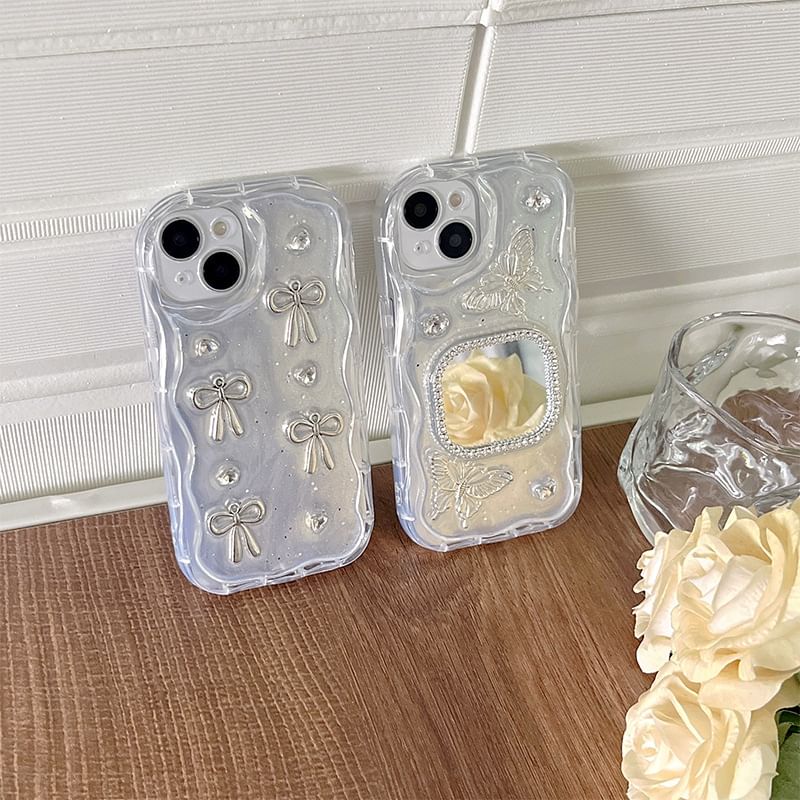 Mirrored Case / Floral Phone Bow