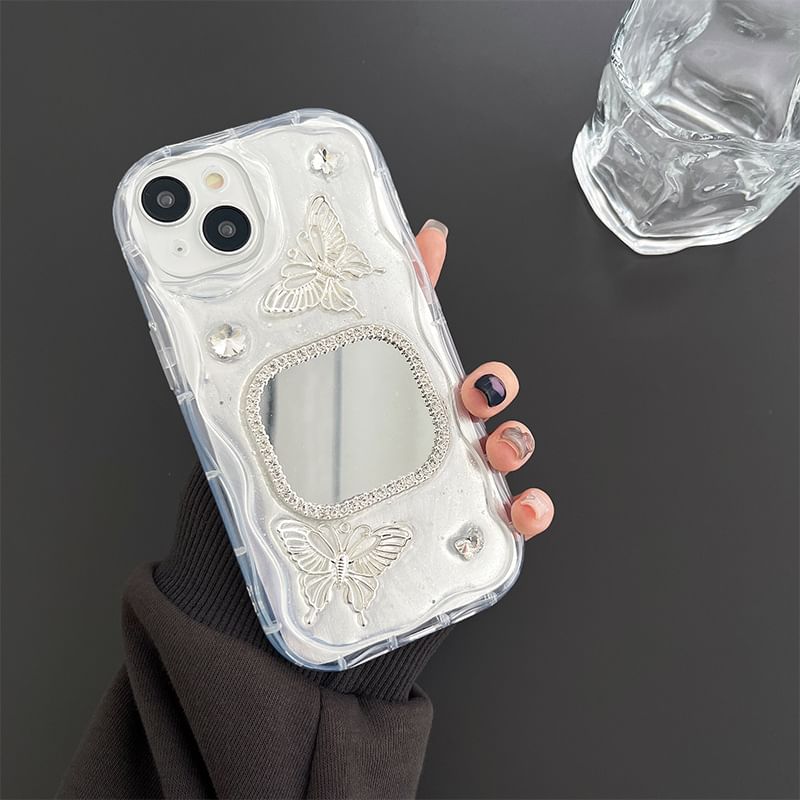 Mirrored Case / Floral Phone Bow
