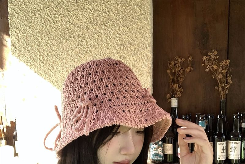 Bucket Hat Bow Knit