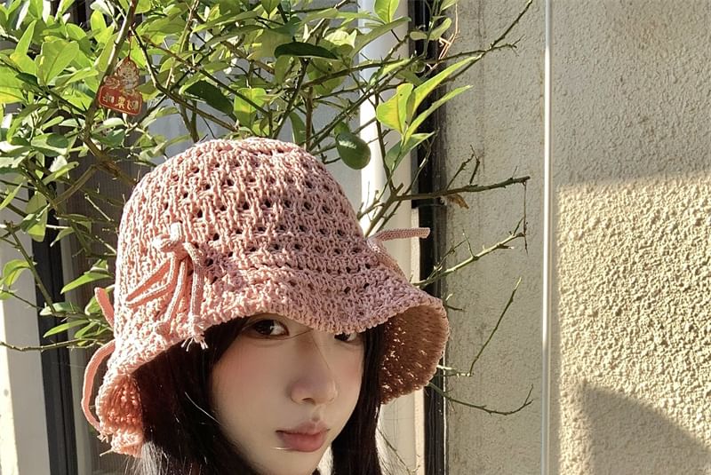 Bucket Hat Bow Knit