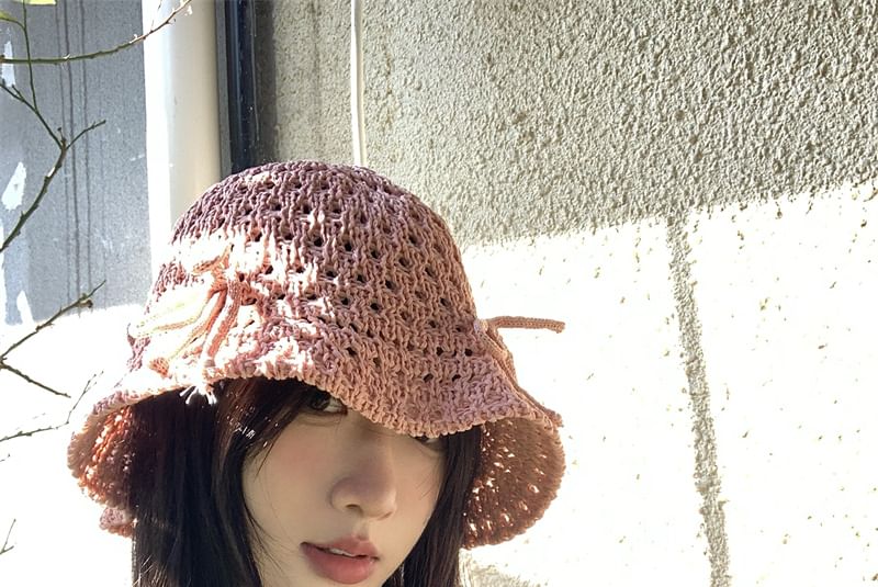 Bucket Hat Bow Knit