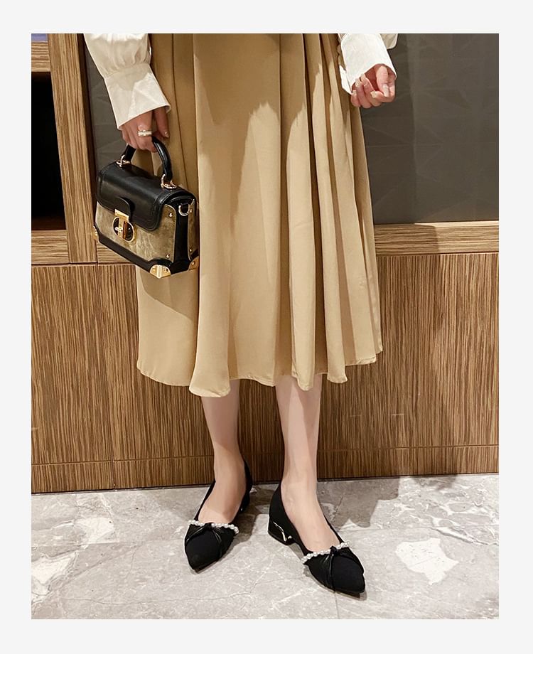 Toe Pointed Pumps Faux Pearl