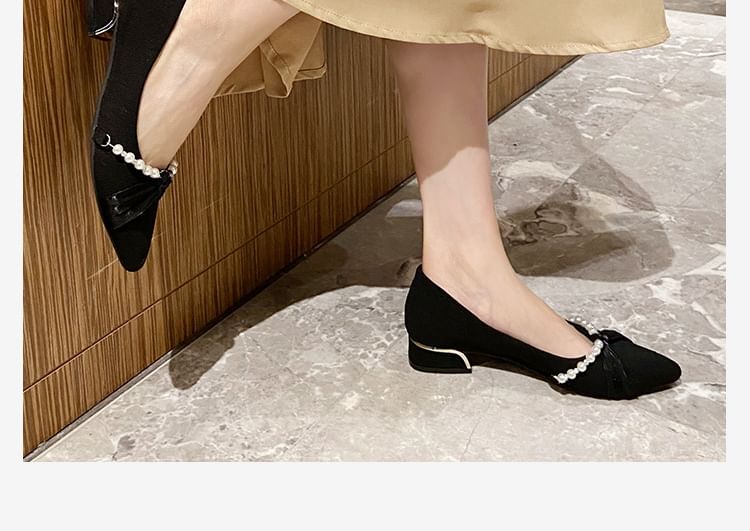 Toe Pointed Pumps Faux Pearl