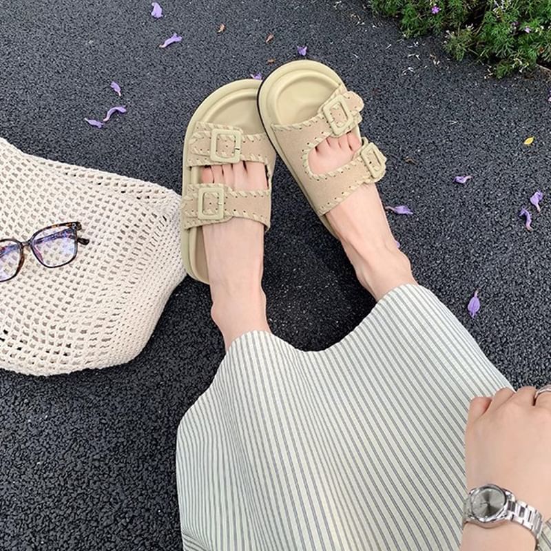 Platform Buckled Sandals Slide