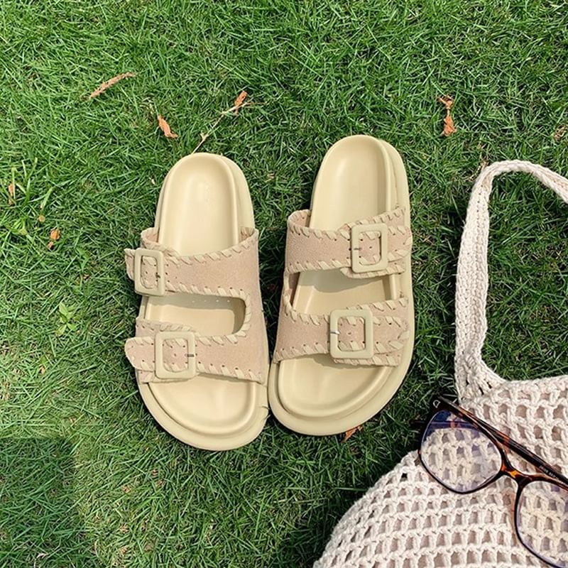 Platform Buckled Sandals Slide
