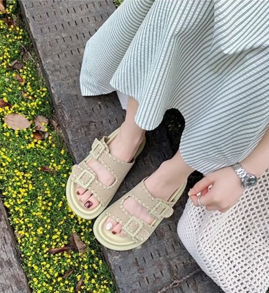 Platform Buckled Sandals Slide