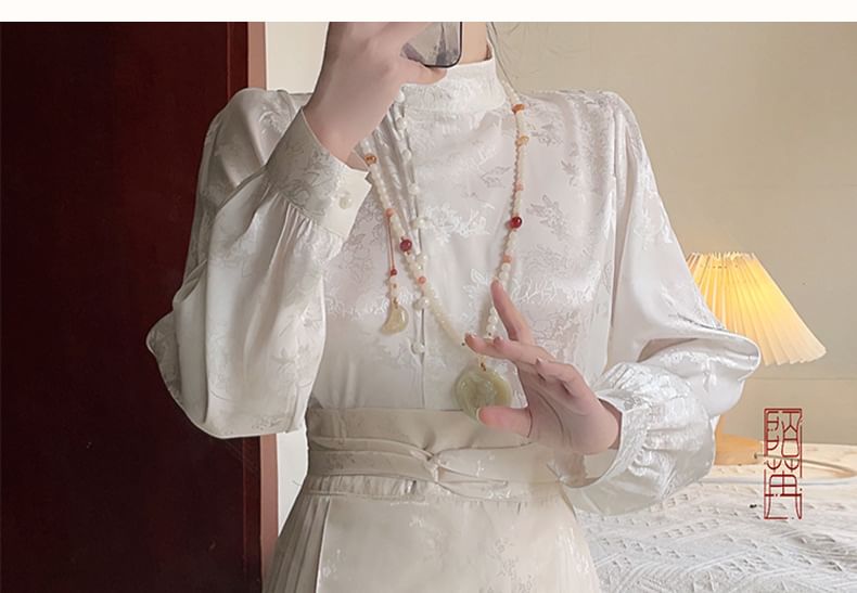 Flower Hanfu Blouse / Maxi Skirt / Set