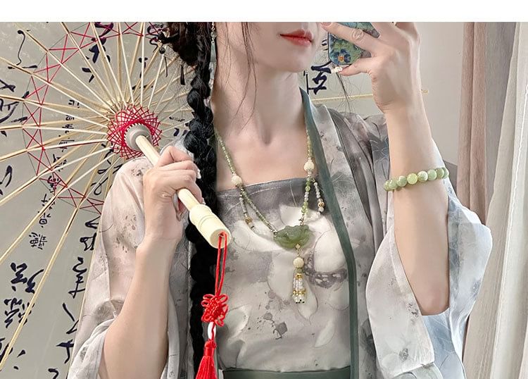 Flower Hanfu Jacket / Camisole Top / Maxi Skirt / Set