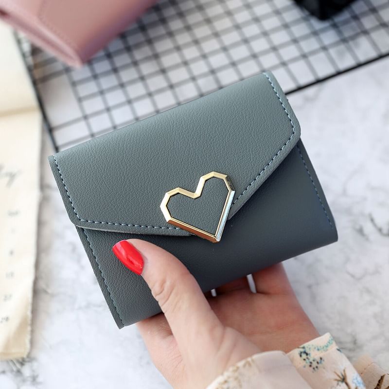 Wallet Heart Faux Accent Leather Short