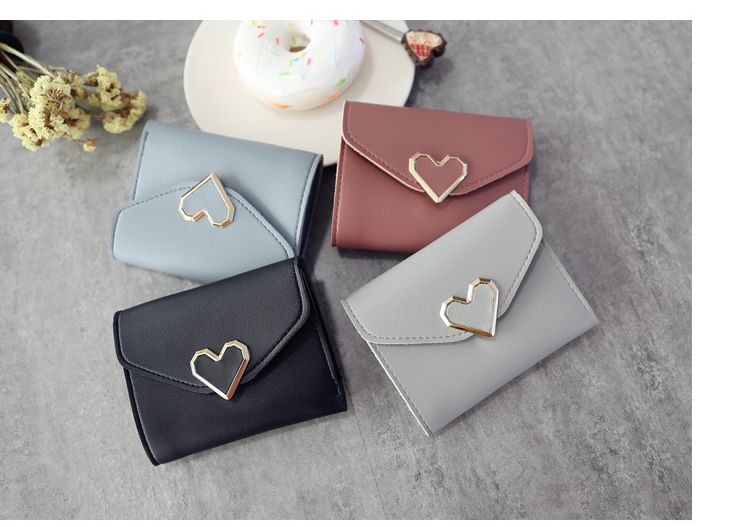 Wallet Heart Faux Accent Leather Short