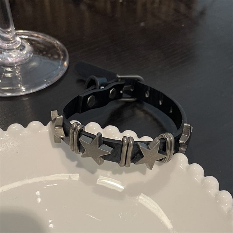 Faux Star Bracelet Leather