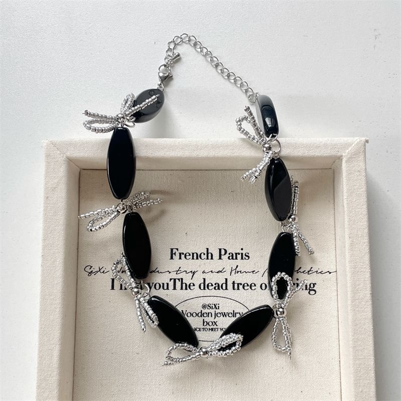 Earring Bow Beaded Drop / Necklace