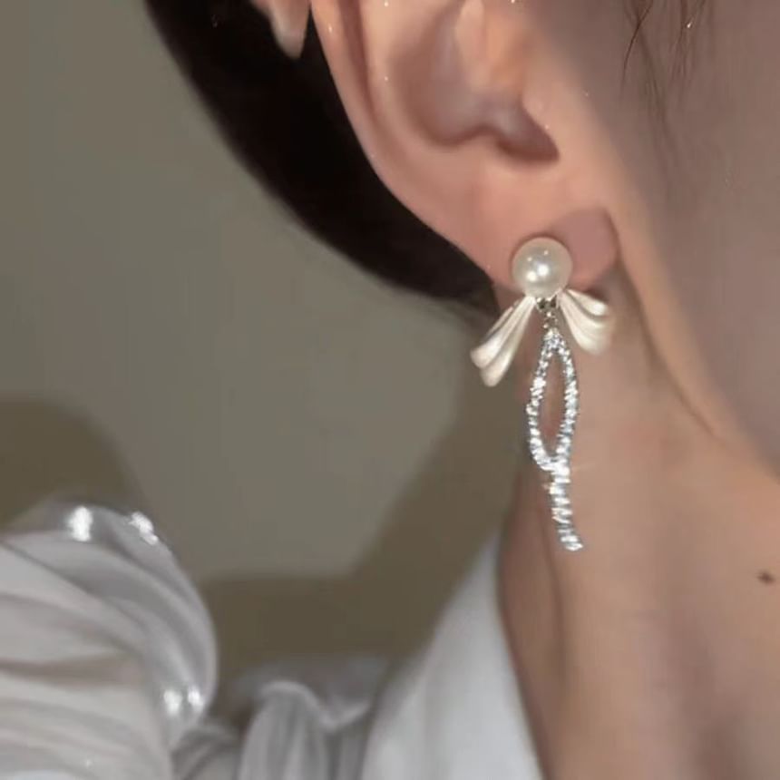 Drop Bow Rhinestone Earring