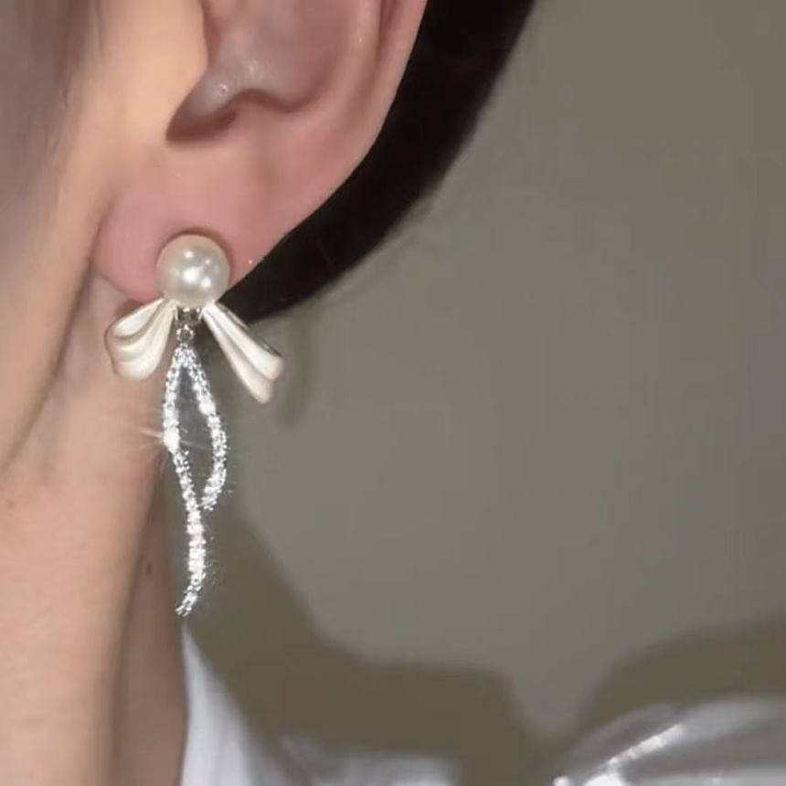 Drop Bow Rhinestone Earring