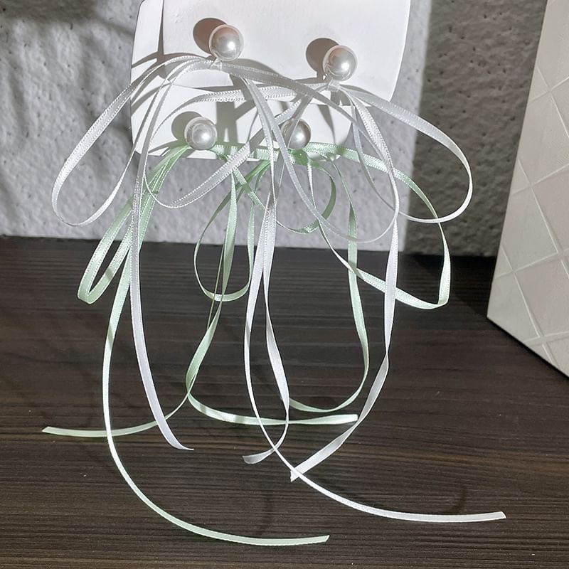 Earring Bow Pearl Faux