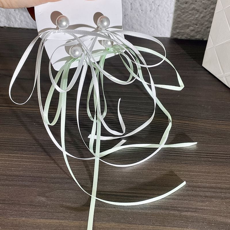 Earring Bow Pearl Faux