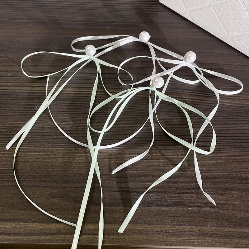 Earring Bow Pearl Faux