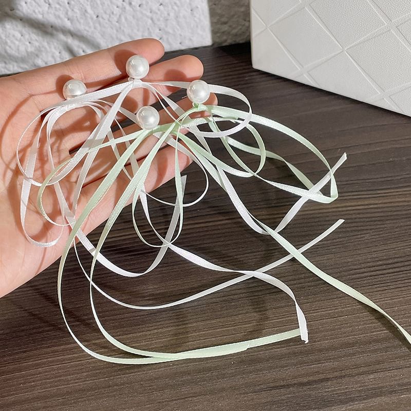 Earring Bow Pearl Faux