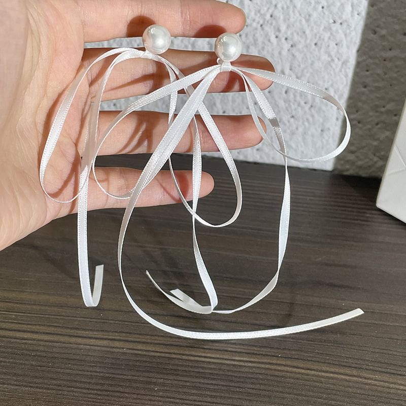 Earring Bow Pearl Faux