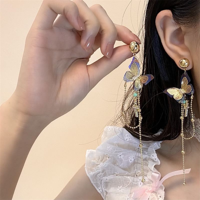 Drop / Cross Butterfly Bow Choker Earring Lace