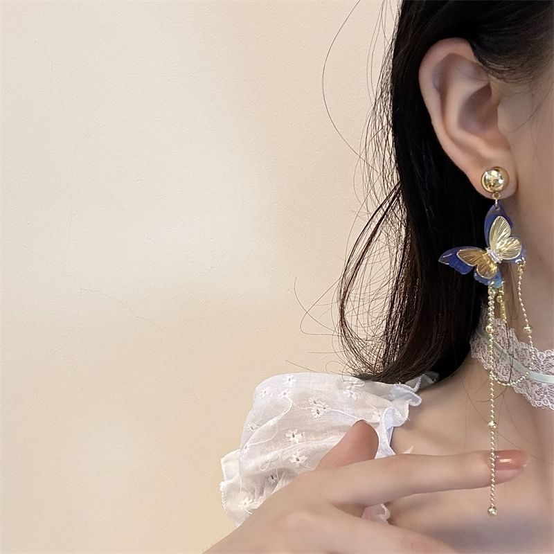 Drop / Cross Butterfly Bow Choker Earring Lace