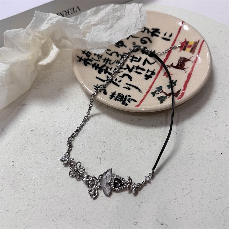 / Earring Butterfly Rhinestone Necklace Drop