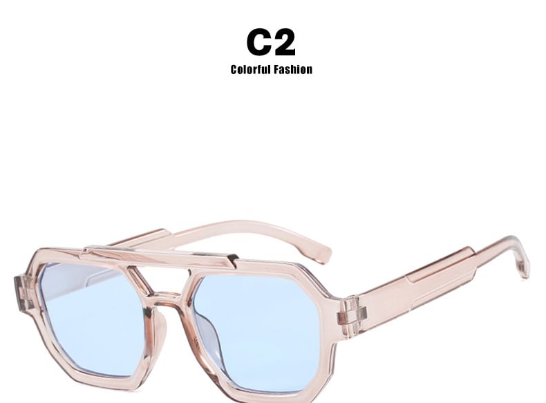Geometric Plastic Double Bridge Sunglasses