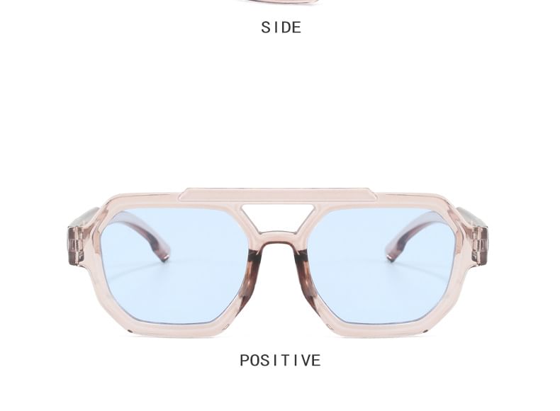 Geometric Plastic Double Bridge Sunglasses