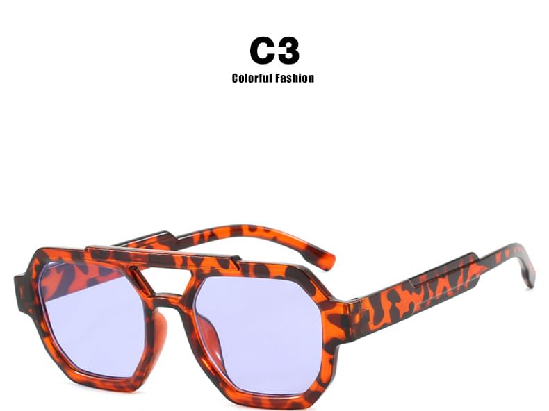 Geometric Plastic Double Bridge Sunglasses