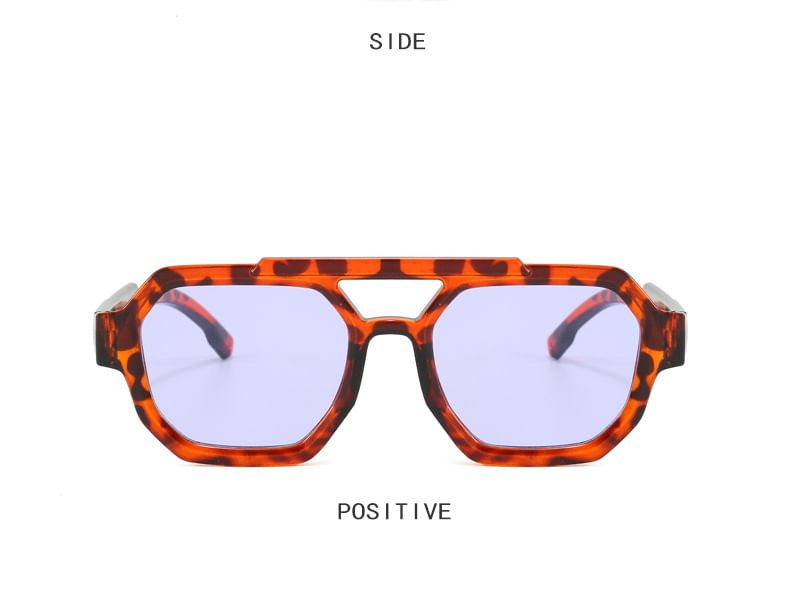 Geometric Plastic Double Bridge Sunglasses