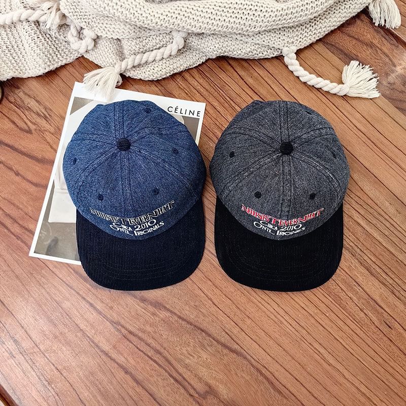 Cap Corduroy Embroidered Lettering